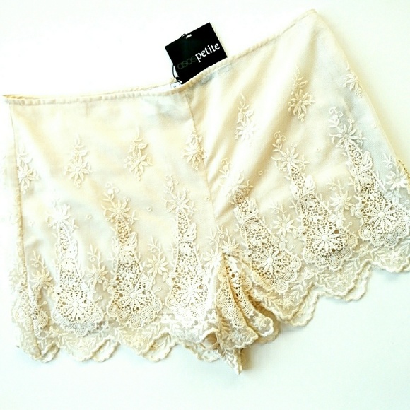 Asos Petite High Waist Lace and Mesh Lined Shorts - Picture 2 of 8